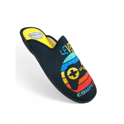 Biorelax Zapatilla de casa acolchada chico negra - Bio1507