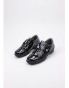Notton zapato ancho especial mujer con velcro piel negro N0150