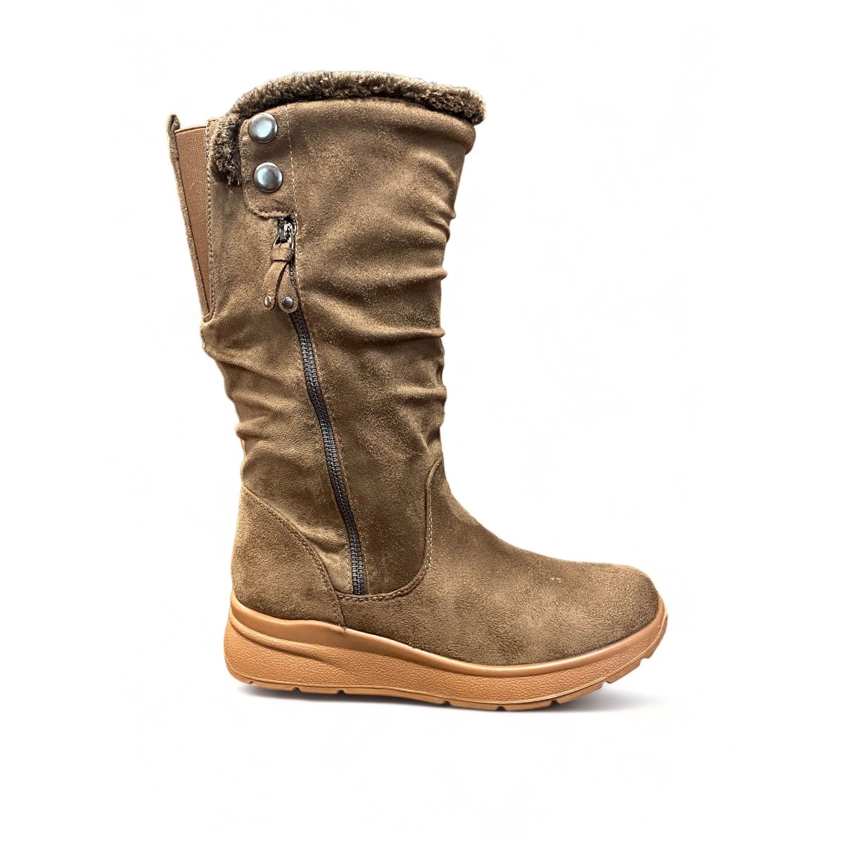 Mysoft rebajas bota caña media adorno pelito Taupe