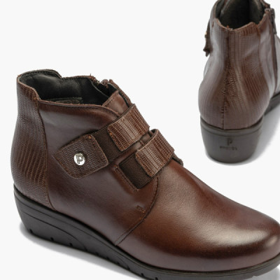 Pitillos botín con cuña de mujer con velcro y cremallera - P2732