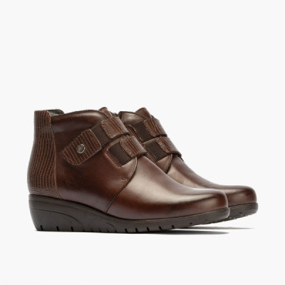 Pitillos botín con cuña de mujer con velcro y cremallera - P2732