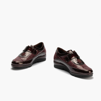 Pitillos zapato cómodo mujer velcro charol y licra - P5303