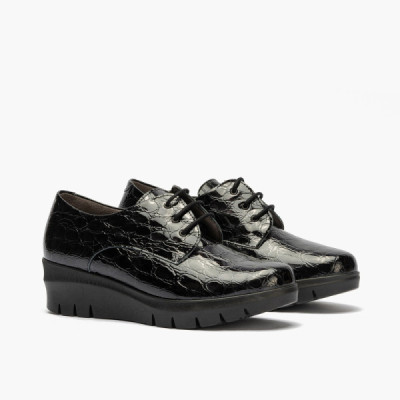 Zapatos Pitillos estilo ingles charol cordón en negro - P5340 Zapatos Pitillos estilo ingles charol cordón en negro - P5340