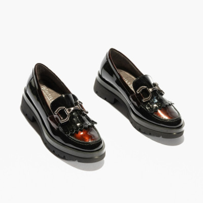 Zapato mocasín Pitillos de piel charol para mujer - P5360