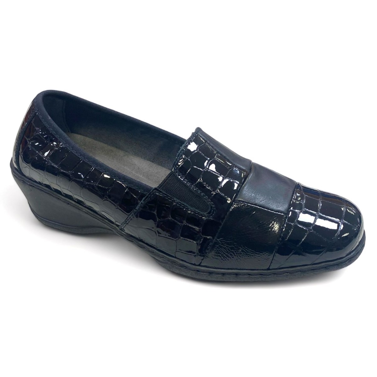 Zapato ancho especial Notton mocasin mujer negro 0760