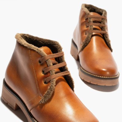 Botines de piel Pitillos Safari con cordones y pelo - P5374