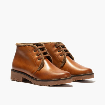 Botines de piel Pitillos Safari con cordones y pelo - P5374