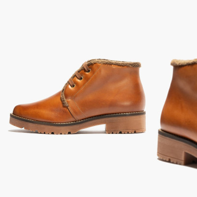 Botines de piel Pitillos Safari con cordones y pelo - P5374