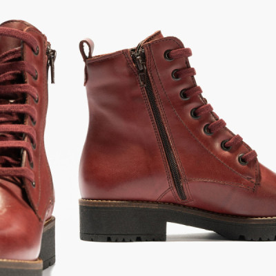 Pitillos bota piel estilo militar de mujer con cordones - P5375 Pitillos bota piel estilo militar de mujer con cordones - P5375