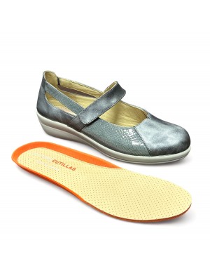 Zapato Mercedes ancho especial mujer Doctor Cutillas gris 43641