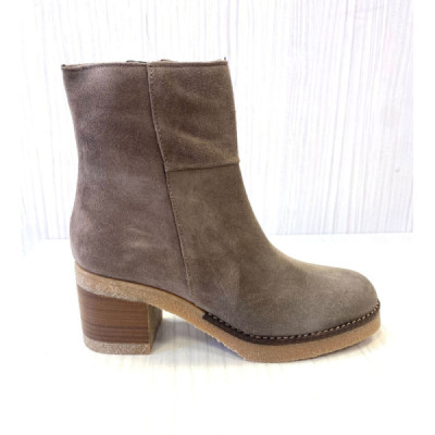 Botín Jordana de piel para mujer tacón medio piel gris - Jo4072