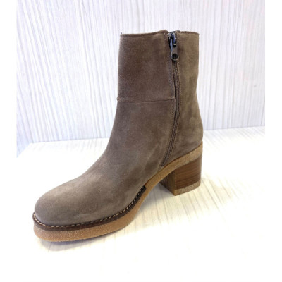 Botín Jordana de piel para mujer tacón medio piel gris - Jo4072