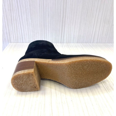 Jordana bota de piel nobuk mujer tacón medio en negro - Jo4073