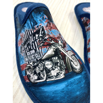 Biorelax zapatilla de casa invierno acolchada hombre azul moto - Bio1433 Biorelax zapatilla de casa invierno acolchada hombre azul moto - Bio1433