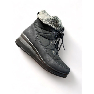 Mysoft botin de cuña mujer pelo con cordón negra - my22m572