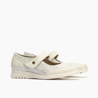 Zapato Mercedes para mujer Pitillos blanco con velcro - P2823