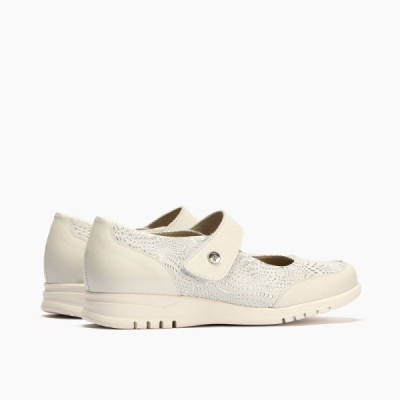 Zapato Mercedes para mujer Pitillos blanco con velcro - P2823