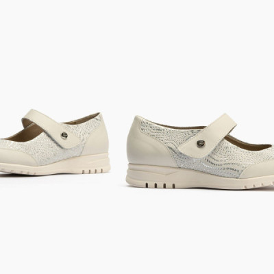 Zapato Mercedes para mujer Pitillos blanco con velcro - P2823