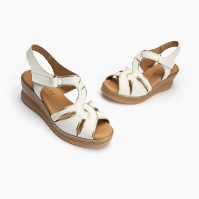 Sandalia con cuña para mujer Pitillos en blanco - P5603 Sandalia con cuña para mujer Pitillos en blanco - P5603
