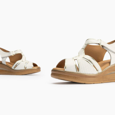 Sandalia con cuña para mujer Pitillos en blanco - P5603 Sandalia con cuña para mujer Pitillos en blanco - P5603