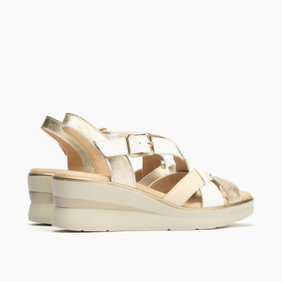 Sandalia Pitillos de vestir para mujer cuña cómoda en blanco - P5614