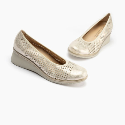 Pitillos zapato salón con cuña picados para mujer - P5744