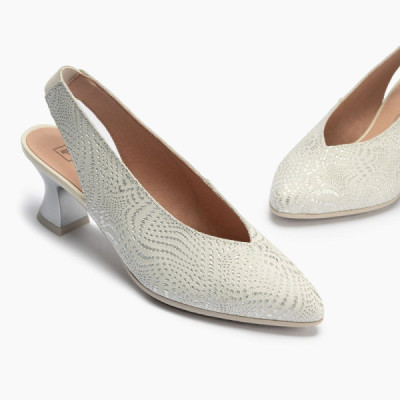 Zapato de vestir verano mujer Pitillos salón tacón bajo plata - P5750 Zapato de vestir verano mujer Pitillos salón tacón bajo plata - P5750