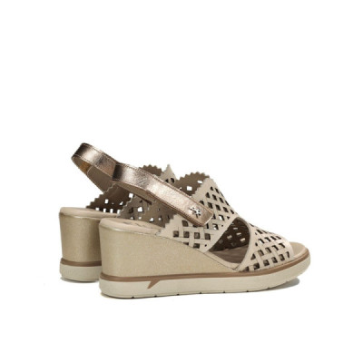 Sandalia con cuña para mujer Fluchos horma ancha blanca - F1972