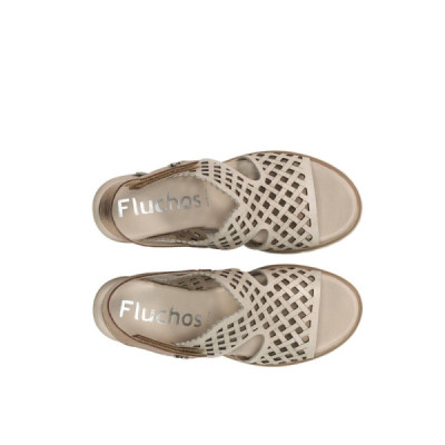 Sandalia con cuña para mujer Fluchos horma ancha blanca - F1972