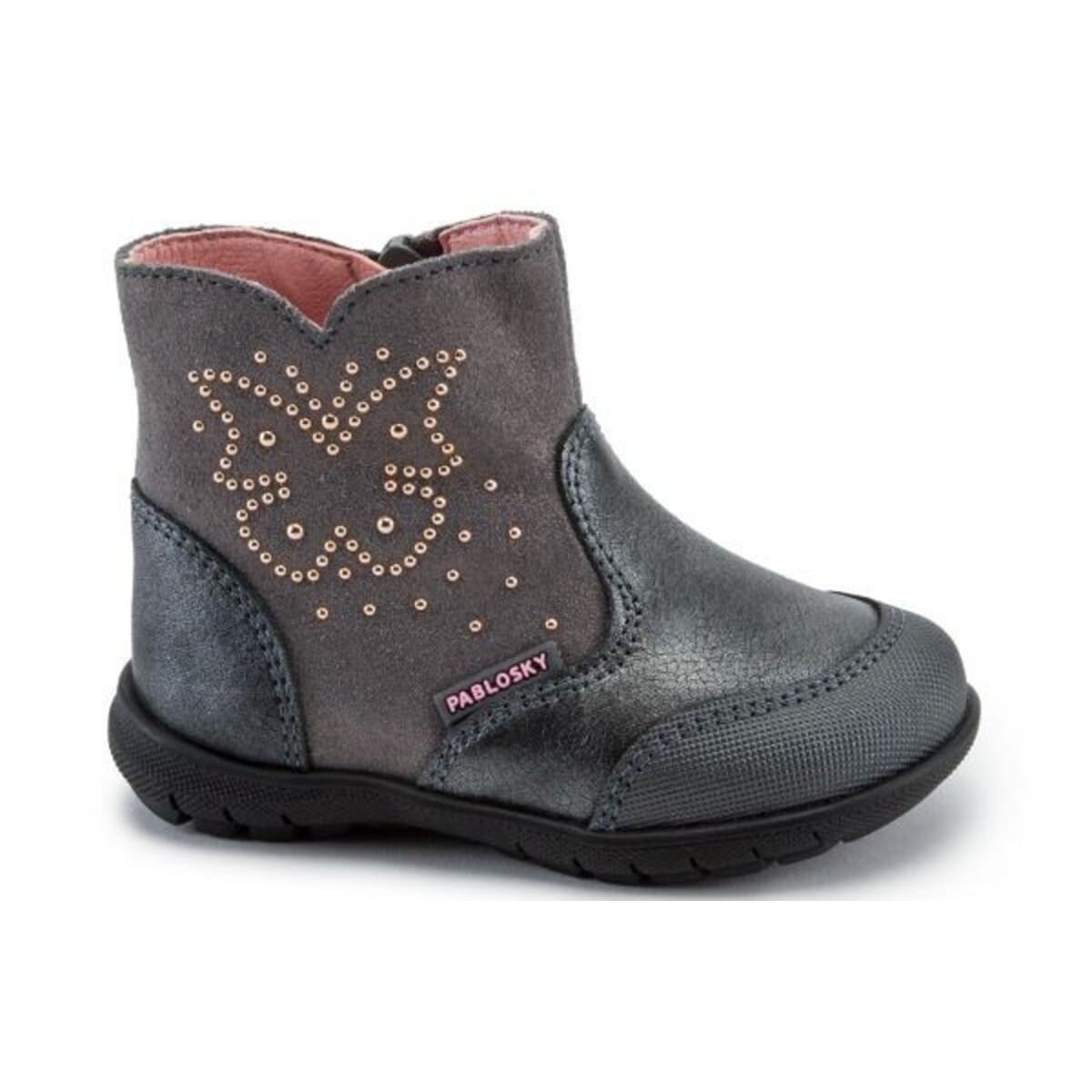 Bota de piel Pablosky niña piel gris mariposa Pa005652