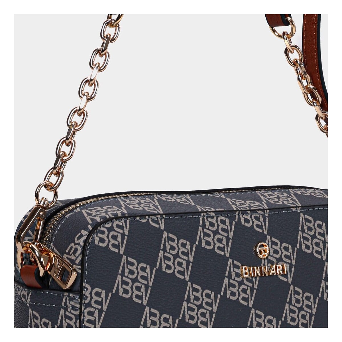 Bolso shopper para mujer Loja Binnari marrón y azul Cnp20340