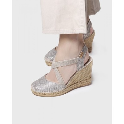 Alpargata de vestir artesanal Silvia Toni Pons cuña alta  oro - Tpsilviaso