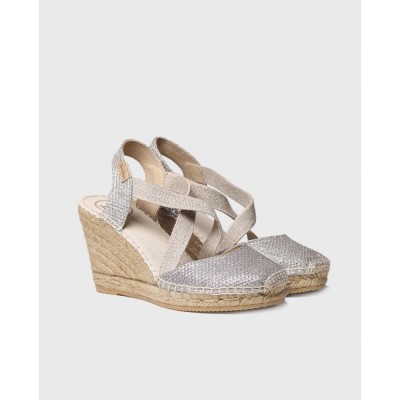 Alpargata de vestir artesanal Silvia Toni Pons cuña alta  oro - Tpsilviaso