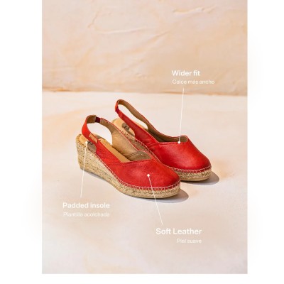 Alpargatas ancho especial Termal Toni Pons de piel roja - Tptermalr