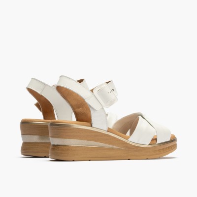 Sandalias de vestir Pitillos en piel blanca con plataforma mujer - P10352