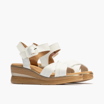 Sandalias de vestir Pitillos en piel blanca con plataforma mujer - P10352