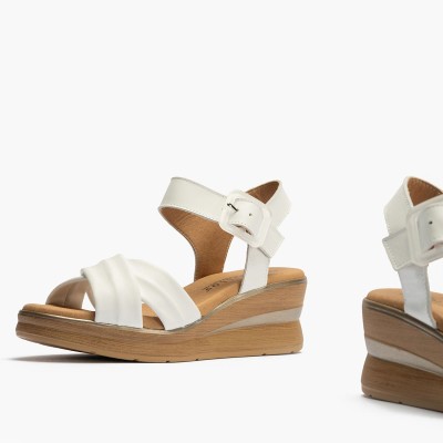 Sandalias de vestir Pitillos en piel blanca con plataforma mujer - P10352