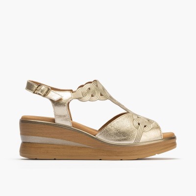Sandalia plataforma de vestir mujer Pitillos en dorado - P10350
