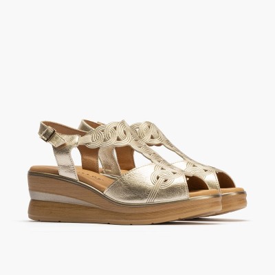 Sandalia plataforma de vestir mujer Pitillos en dorado - P10350