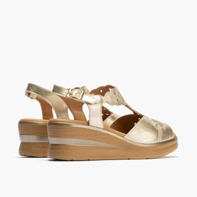 Sandalia plataforma de vestir mujer Pitillos en dorado - P10350