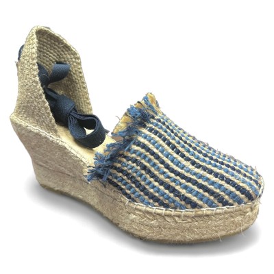 Alpargata artesanal Anserioja con flecos y cuña alta mujer - As852