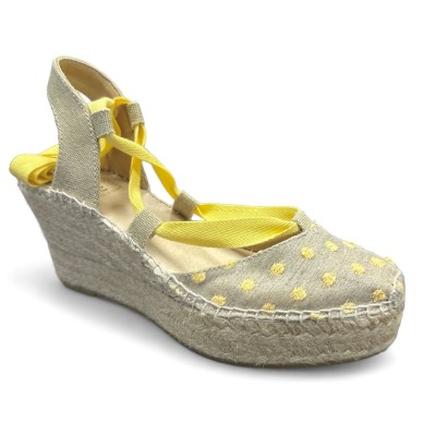 Alpargata artesanal flamenca Anserioja en lino y cucos - As850