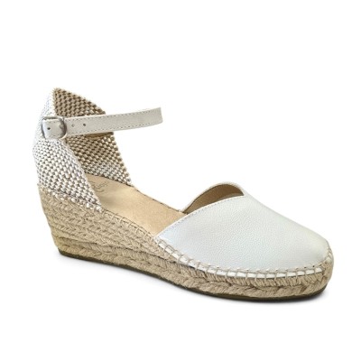 Alpargatas con cuña de piel Anserioja cosido a mano - As541