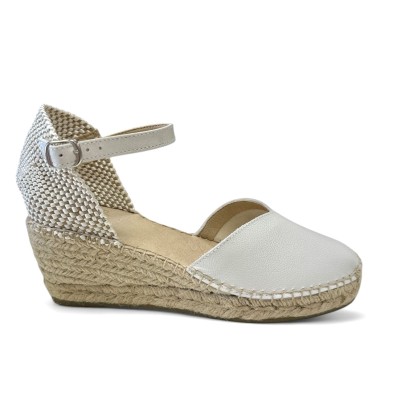 Alpargatas con cuña de piel Anserioja cosido a mano - As541