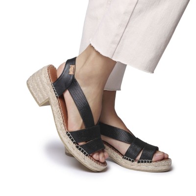 Alpargatas de vestir negra Dama Toni Pons con tacón - Tpdaman