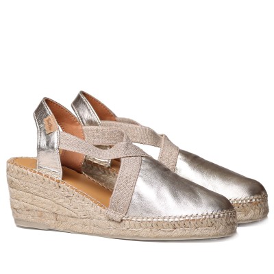 Toni Pons Alpargata de piel oro cuña media para mujer - Tptossap