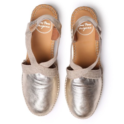 Toni Pons Alpargata de piel oro cuña media para mujer - Tptossap