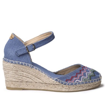 Toni Pons alpargatas bordadas azules en punto de cruz cerradas - Tpjessiea