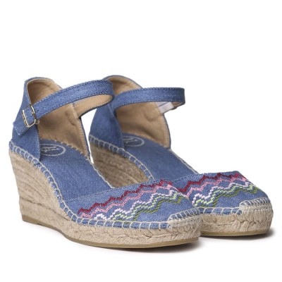 Toni Pons alpargatas bordadas azules en punto de cruz cerradas - Tpjessiea