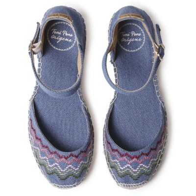 Toni Pons alpargatas bordadas azules en punto de cruz cerradas - Tpjessiea